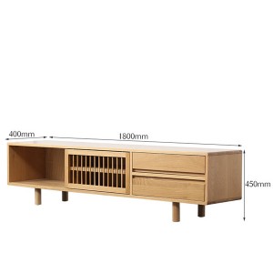 Dulapul TV cu ușă glisantă cu bară rotundă este realizat din lemn masiv natural, care este puternic și durabil.
