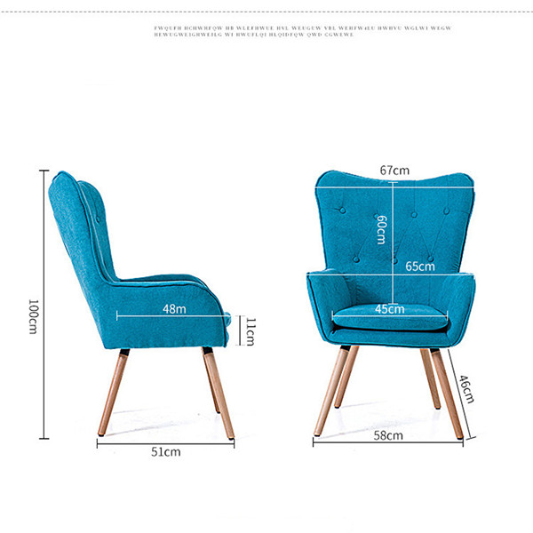Produktnavn: moderne minimalistisk stol Produktmodel: Amal-0410 Produktfarve: som vist eller tilpasset Produktstørrelse: 58*51*100cm Pakkestandard: kartonpakning Produktvægt: ca. 20 kg (inklusive emballage) Materiale: træ + fnug + svamp Produktegenskaber : stilfuld, enkel, aftagelig og vaskbar, stabil