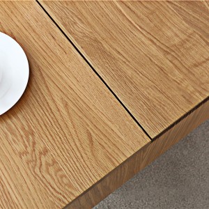 თანამედროვე და მარტივი ორმაგი ღია ყავის მაგიდა, დამზადებული თეთრი მუხის მასიური ხისგან, აერთიანებს ბუნებასა და მოდას.